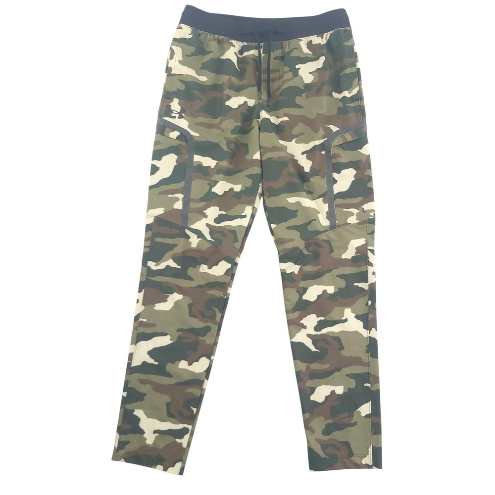 Under Armour Elite Cargo Pants Mens L 32x30 Green Camo Zip Pocket Running